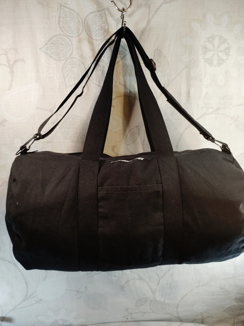 Microstrategy Black Canvas Duffel Bag with Shoulder Strap
